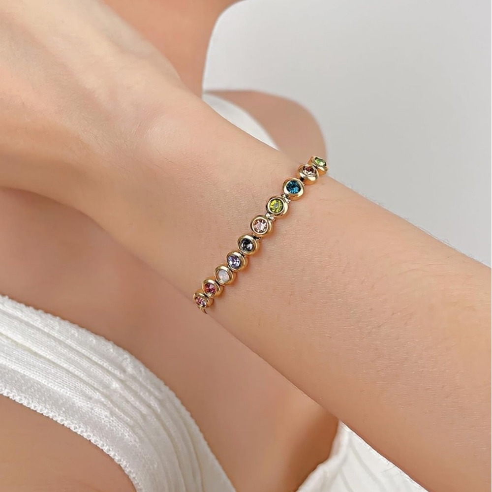 Stainless Steel Bracelet Link Stone